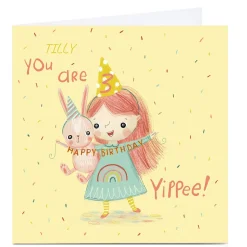Kids Card Factory Personalised Emma Valenghi Birthday Card - Editable Age, Yippee!