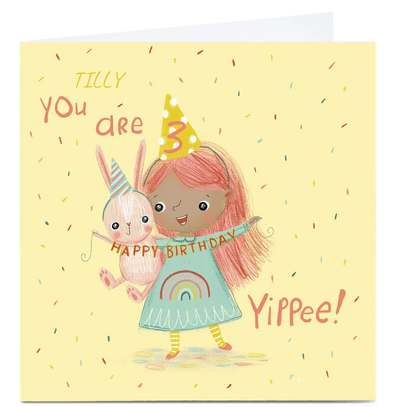 Hot Personalised Emma Valenghi Birthday Card - Yippee! Editable Age Kids For Sister|For Niece