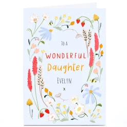 Kids Card Factory Personalised Emma Valenghi Birthday Card - Blue Floral, Daughter