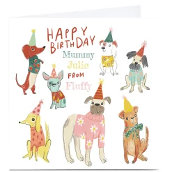 Outlet Personalised Emma Valenghi Birthday Card - Partying Dogs For Mum|Premium Square
