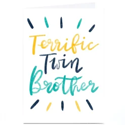 Card Factory Personalised Emma Vallenghi Card - Terrific Twin Brother