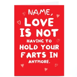 Discount Personalised Emo Rescue Valentine's Day Card - Not Having To Hold Your Farts In, Any Name Funny