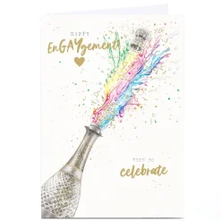 Card Factory Personalised Engagement Card - Happy EnGAYgement Popped Cork