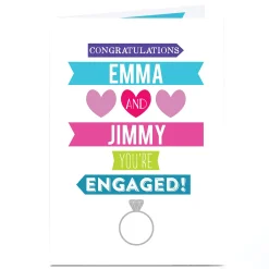 Discount Personalised Engagement Card - Diamond Ring Engagement