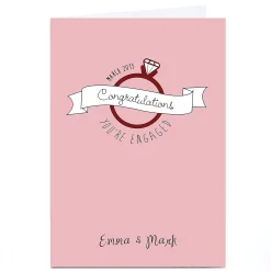 New Personalised Engagement Card - Pink Diamond Ring Engagement