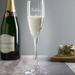 Online Personalised Engraved Champagne Flute - Heart & Name Love Story Personalised Glasses|Personalised Engraved Gifts
