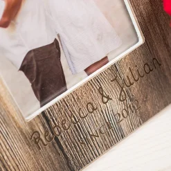 Card Factory Personalised Engraved Distressed Wood Photo Frame - Couples