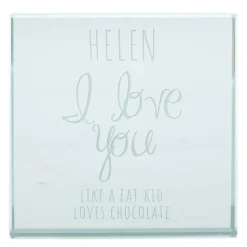 Card Factory Personalised Engraved Glass Token - I Love You, Any Message