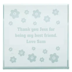 Card Factory Personalised Engraved Glass Token - Flowers