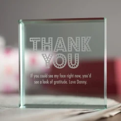 New Personalised Engraved Glass Token - Thank You Personalised Engraved Gifts|Jewellery & Keepsakes