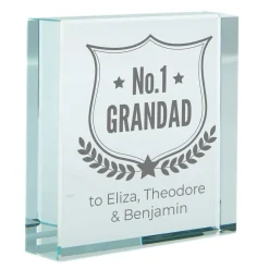 Hot Personalised Engraved Glass Token - No. 1 Grandad Personalised Engraved Gifts|Glassware