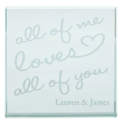 Card Factory Personalised Engraved Glass Token - All Of Me Loves All Of You