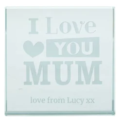 Card Factory Personalised Engraved Glass Token - I Love You Mum