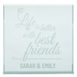Card Factory Personalised Engraved Glass Token - Life Is Better With Best Friends