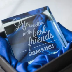 Card Factory Personalised Engraved Glass Token - Life Is Better With Best Friends