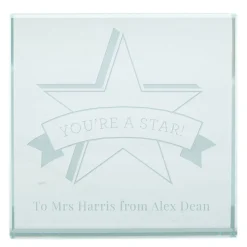 Card Factory Personalised Engraved Glass Token - Star Teacher