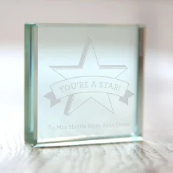 Card Factory Personalised Engraved Glass Token - Star Teacher