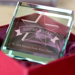 Card Factory Personalised Engraved Glass Token - Star Teacher