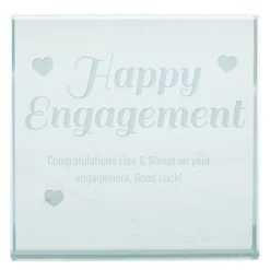 Card Factory Personalised Engraved Glass Token - Happy Engagement