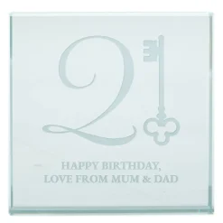 Clearance Personalised Engraved Glass Token - 21st Birthday Key 21St Birthday|Personalised Jewellery And Keepsakes