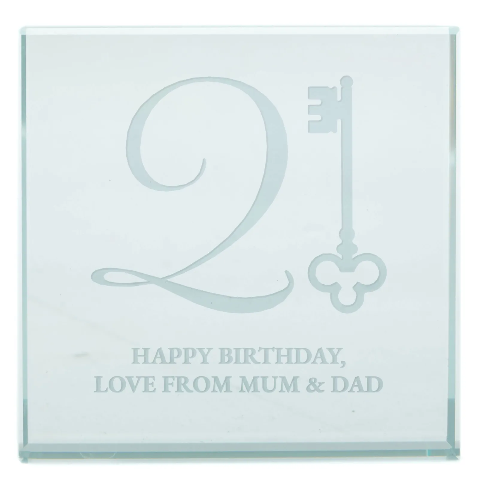Clearance Personalised Engraved Glass Token - 21st Birthday Key 21St Birthday|Personalised Jewellery And Keepsakes