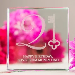 Clearance Personalised Engraved Glass Token - 21st Birthday Key 21St Birthday|Personalised Jewellery And Keepsakes