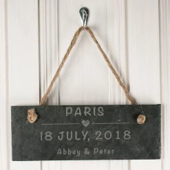 Clearance Personalised Engraved Hanging Slate Sign - Romantic Location Personalised Canvas & Wall Art|Personalised Engraved Gifts