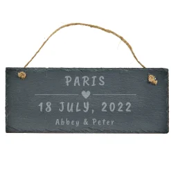 Card Factory Personalised Engraved Hanging Slate Sign - Romantic Location