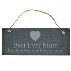 Clearance Personalised Engraved Hanging Slate Sign - Best Mum Ever Personalised Canvas & Wall Art|Personalised Engraved Gifts