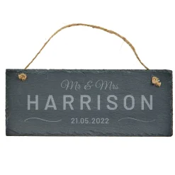 Card Factory Personalised Engraved Hanging Slate Sign - Mr and Mrs