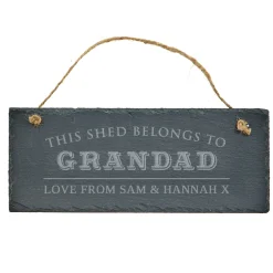 Card Factory Personalised Engraved Hanging Slate Sign - Grandad's Shed