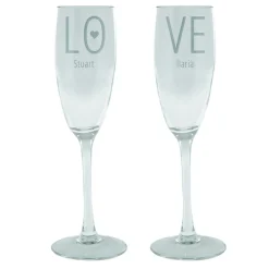 Card Factory Personalised Engraved 'Love' Champagne Flutes
