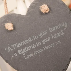 Clearance Personalised Engraved Medium Hanging Heart Slate - In Your Tummy Personalised Canvas & Wall Art|Personalised Engraved Gifts