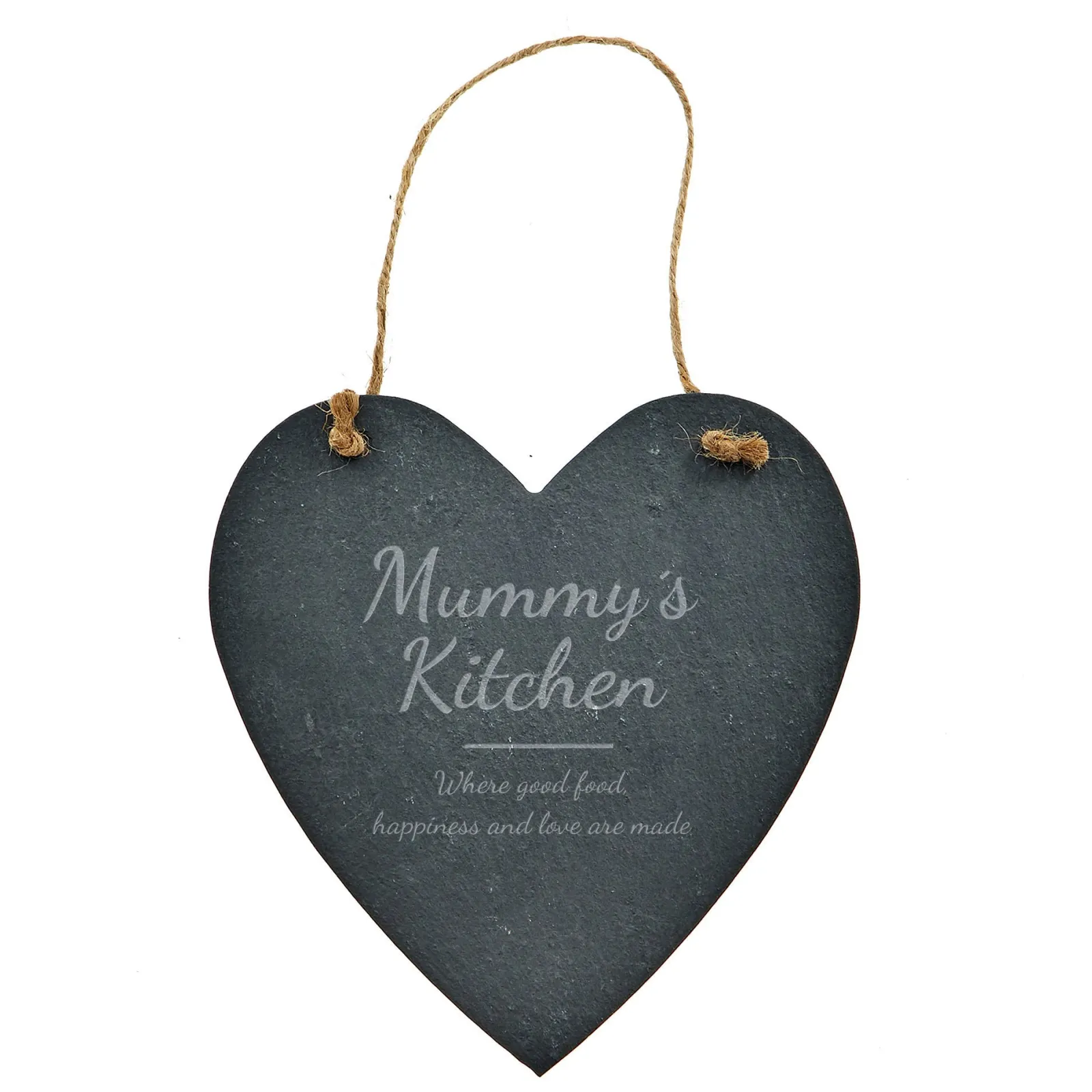 Outlet Personalised Engraved Medium Hanging Heart Slate Personalised Canvas & Wall Art|Personalised Engraved Gifts