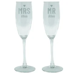 Card Factory Personalised Engraved Mr & Mrs Champagne Flutes