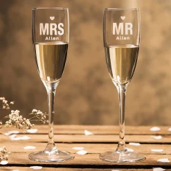 Card Factory Personalised Engraved Mr & Mrs Champagne Flutes