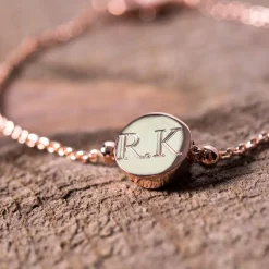Card Factory Personalised Engraved Rose Gold Bracelet With Circular Pendant