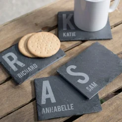 Card Factory Personalised Engraved Set Of 4 Slate Coasters - First Initial & Name