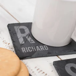 Card Factory Personalised Engraved Set Of 4 Slate Coasters - First Initial & Name