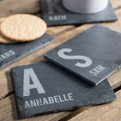 Card Factory Personalised Engraved Set Of 4 Slate Coasters - First Initial & Name