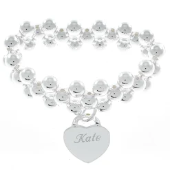 Card Factory Personalised Engraved Silver Beaded Bracelet