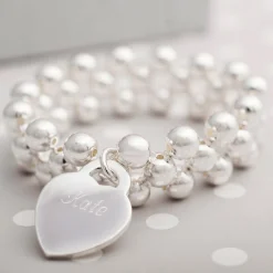 Card Factory Personalised Engraved Silver Beaded Bracelet