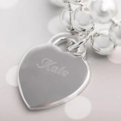 Card Factory Personalised Engraved Silver Beaded Bracelet