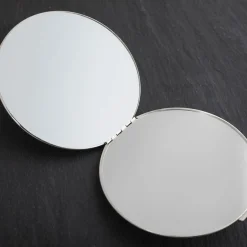 Personalised Engraved Silver Round Compact Mirror - Hearts, Any Message Personalised Jewellery And Keepsakes|Personalised Engraved Gifts