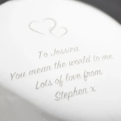 Personalised Engraved Silver Round Compact Mirror - Hearts, Any Message Personalised Jewellery And Keepsakes|Personalised Engraved Gifts