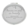 Card Factory Personalised Engraved Silver Round Compact Mirror - Brains & Beauty