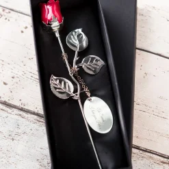 Card Factory Personalised Engraved Silver-Plated Rose