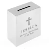 Card Factory Personalised Engraved Silver Plated Money Box - Christening