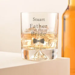 Card Factory Personalised Engraved Whiskey Glass Wedding Bow Tie - Father of the Bride