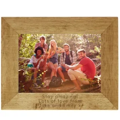 Sale Personalised Engraved Wooden Photo Frame - Landscape Any Message Personalised Engraved Gifts|Photo Frames
